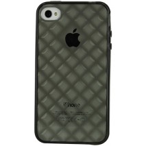 Funda trasera gel Mooster iPhone 4 negra relieve rombo