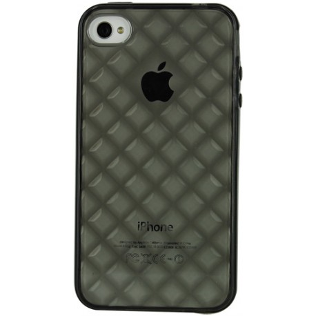 Funda trasera gel Mooster iPhone 4 negra relieve rombo