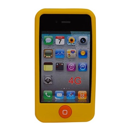 Funda Mooster trasera silicona iPhone 4 amarilla