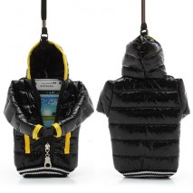 Funda mini plumifero para telefonos moviles de hasta 5 pulgadas negro