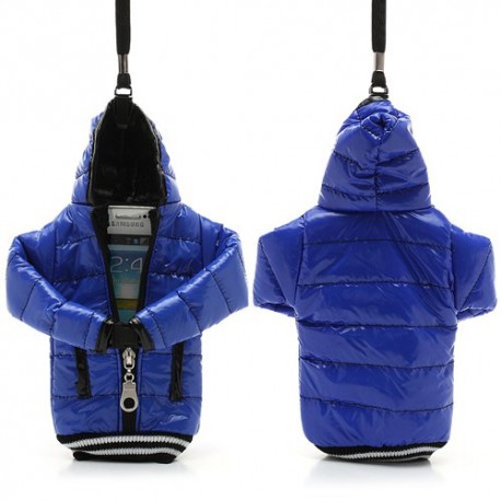 Funda mini plumifero para telefonos moviles de hasta 5 pulgadas azul