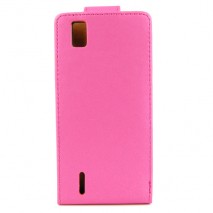 Funda Mooster Huawei Ascend P2 fucsia de piel slim