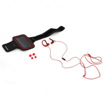 Kit sport Platinet PM1070R rojo auriculares deportivos con micro + funda brazalete para smartphone
