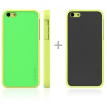 Carcasa Araree iPhone 5c modelo amy trasera verde bumper amarillo trasera extra negra