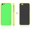 Carcasa Araree iPhone 5c modelo amy trasera verde bumper amarillo trasera extra negra