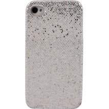 Carcasa trasera Mooster iPhone 4S purpurina blanca