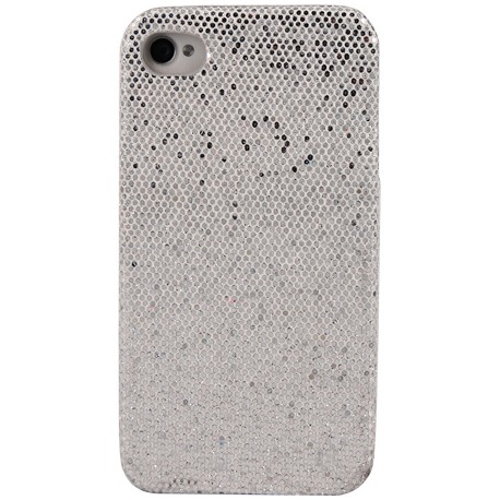 Carcasa trasera Mooster iPhone 4S purpurina blanca