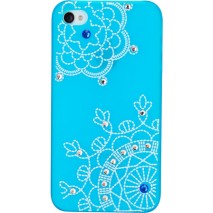 Carcasa trasera Mooster iPhone 4S estampado noria con diamantes azul