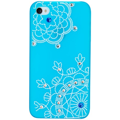 Carcasa trasera Mooster iPhone 4S estampado noria con diamantes azul