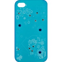 Carcasa trasera Mooster iPhone 4S estampado margaritas diamante azul turquesa