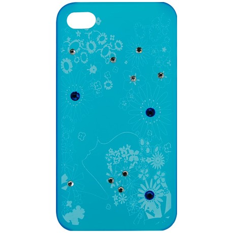Carcasa trasera Mooster iPhone 4S estampado margaritas diamante azul turquesa