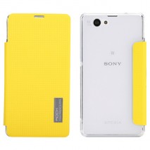 Funda tipo libro cuadricula Sony Xperia Z1 Compact D5503 amarilla
