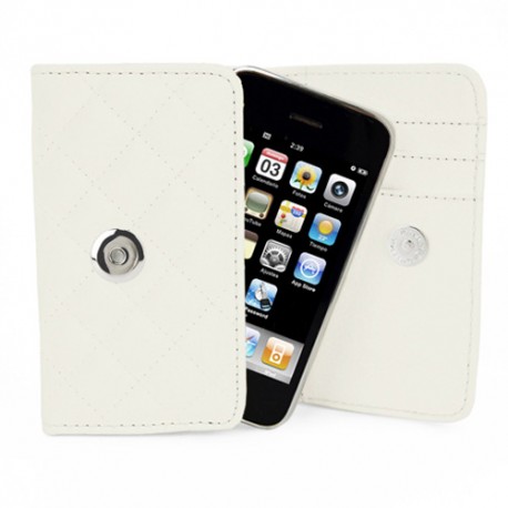 Funda Mooster piel para movil y tarjeta blanco para Ibold b
