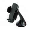 Soporte telefono movil para coche universal con ventosa, color negro, acabado en goma, cabezal girat
