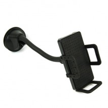 Soporte de movil flexible para coche universal con ventosa, color negro, acabado en goma, cabezal gi