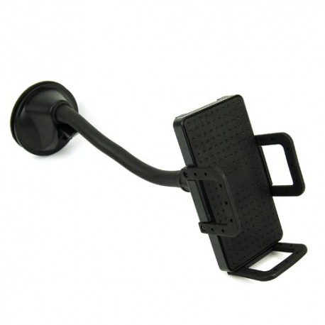 Soporte de movil flexible para coche universal con ventosa, color negro, acabado en goma, cabezal gi