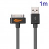 Cable cargador USB con conector iPhone 4 / 4s / iPad 2 / iPod touch 4 / iPod nano 6 negro