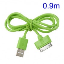 Cable cargador USB con conector  iPhone 4 / 4s / iPad 2 / iPod touch 4 / iPod nano 6 verde
