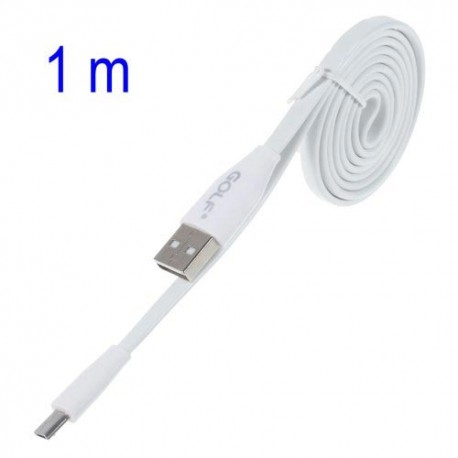 Cable cargador USB  con conector micro USB extraplano blanco
