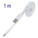 Cable cargador USB  con conector micro USB extraplano blanco