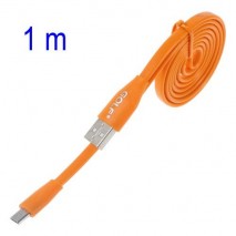 Cable cargador USB  con conector micro USB extraplano naranja