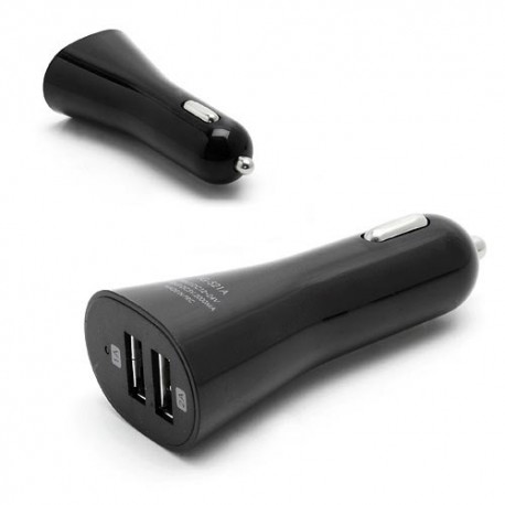 Cargador de mechero con 2 tomas usb para telefono movil / tablets / camaras digitales negro 12/24V