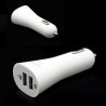 Cargador de mechero con 2 tomas usb para Telefono Movil / tablets / camaras digitales blanco 12/24V