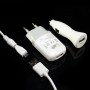 Kit de Carga Cargador de red + cargador de mechero USB / Micro USB blanco
