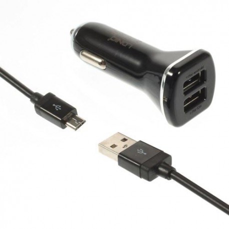 Cargador de mechero  micro USB 2,1A negro