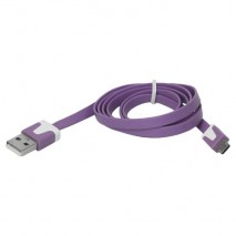 Cable cargador USB  con conector Micro USB extraplano violeta