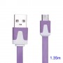 Cable cargador USB  con conector Micro USB extraplano violeta