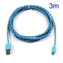 Cable cargador USB con conector micro USB nylon 3M azul