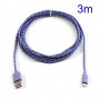 Cable cargador USB con conector micro USB nylon 3M purpura