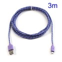 Cable cargador USB con conector micro USB nylon 3M purpura