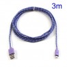 Cable cargador USB con conector micro USB nylon 3M purpura
