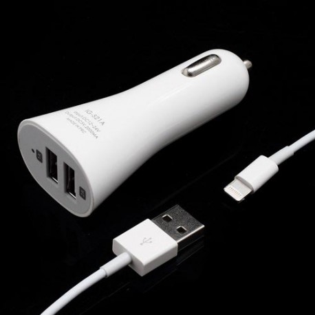 Cargador de Mechero con conector Lightning  IPhone 5 / Iphone 6/  IPad Mini / IPad 4 / IPad Air  bla