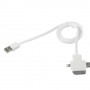 Cable cargador multifuncion 4 en 1 USB micro USB iPhone 5S / 4S Samsung S5 blanco