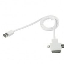 Cable cargador multifuncion 4 en 1 USB micro USB iPhone 5S / 4S Samsung S5 blanco