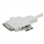 Cable cargador multifuncion 4 en 1 USB micro USB iPhone 5S / 4S Samsung S5 blanco