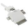 Cable cargador multifuncion 4 en 1 USB micro USB iPhone 5S / 4S Samsung S5 blanco