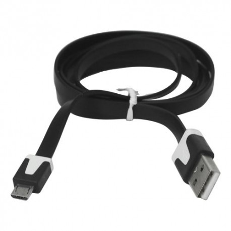 Cable cargador USB  con conector Micro USB extraplano negro