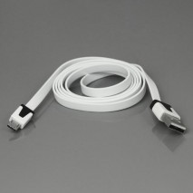 Cable cargador USB  con conector micro USB extraplano blanco
