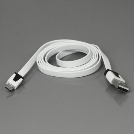 Cable cargador USB  con conector micro USB extraplano blanco