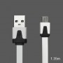 Cable cargador USB  con conector micro USB extraplano blanco