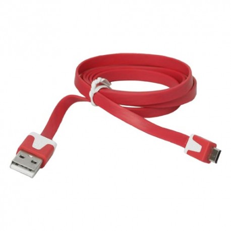 Cable cargador USB  con conector micro USB extraplano rojo