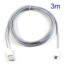 Cable cargador USB con conector micro USB nylon 3M blanco