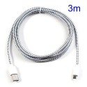 Cable cargador USB con conector micro USB nylon 3M blanco