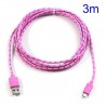 Cable cargador USB con conector micro USB nylon 3M rosa