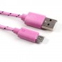 Cable cargador USB con conector micro USB nylon 3M rosa