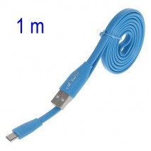 Cable cargador USB  con conector micro USB extraplano azul
